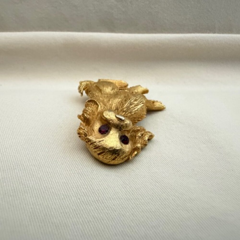 Vintage Gold Puppy Dog Brooch Pin - Picture 3 of 7